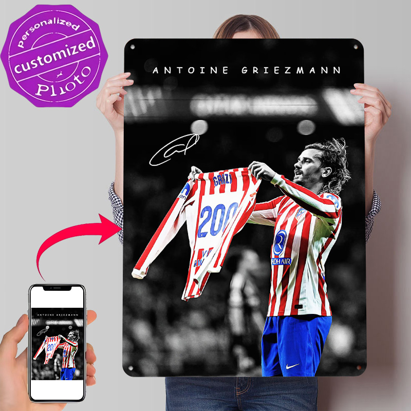 Retro Gaming Jersey - Poster Antoine Griezmann dengan Jersey, Tanda