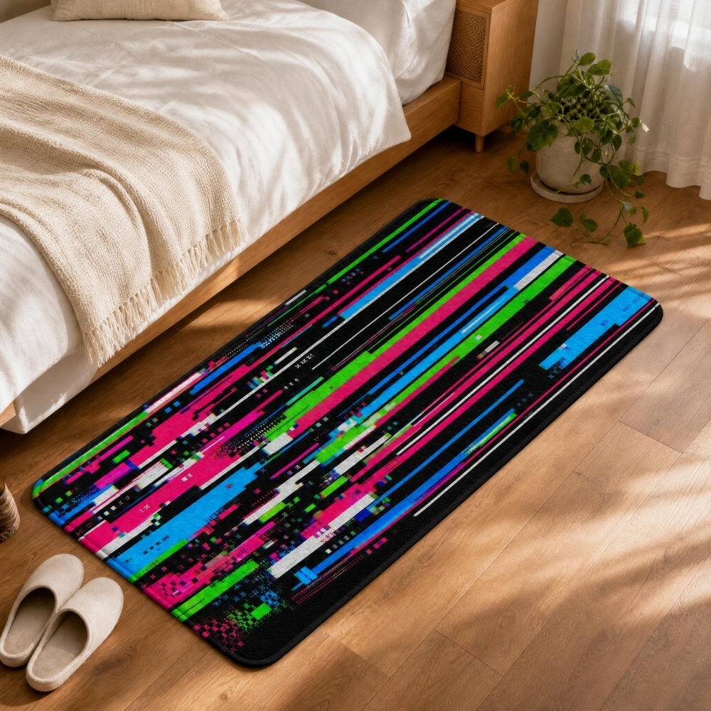 Karpet Flanel Motif Garis Vert - Retro Gaming Rug ulasan dan harga
