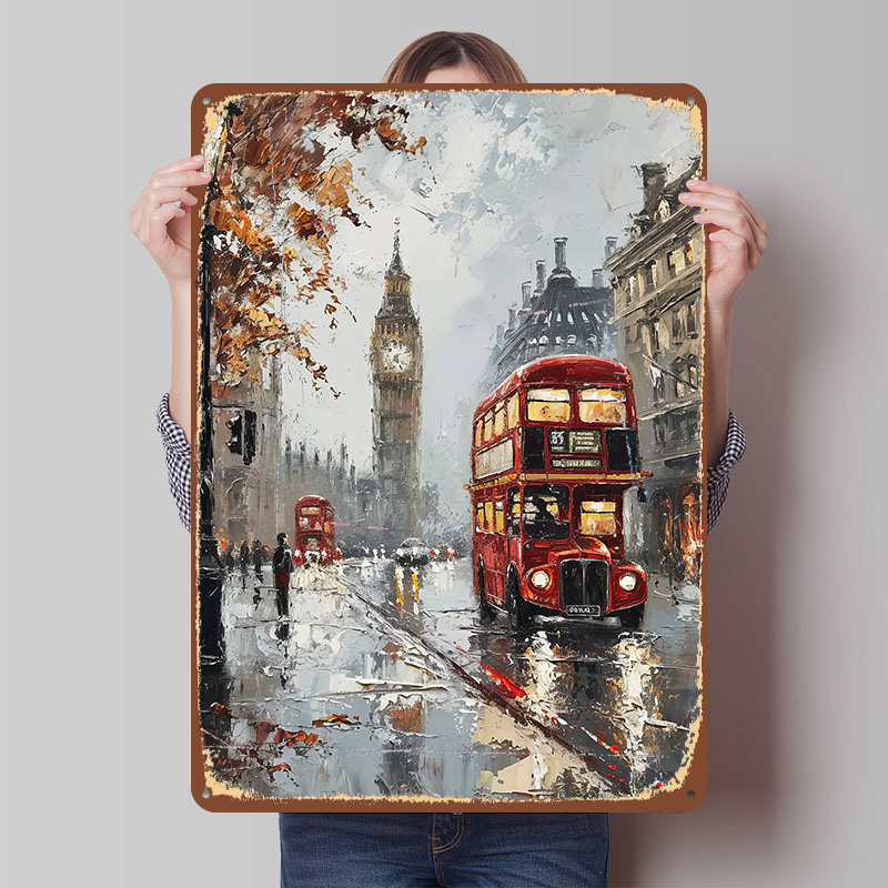 Poster Logam Bus London, Seni  - Retro Gaming London ulasan dan harga