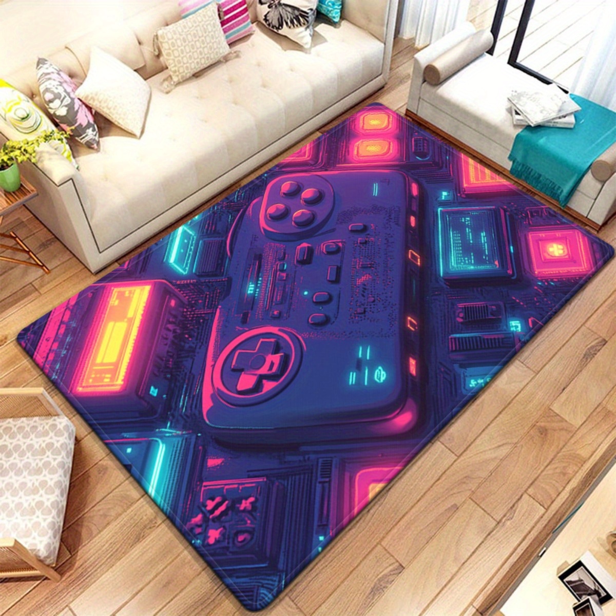 Karpet Neon Gamer – Desain Kon - Retro Gaming Rug ulasan dan harga