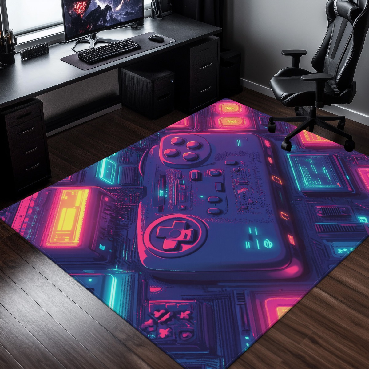Karpet Neon Gamer – Desain Kon - Retro Gaming Rug ulasan dan harga
