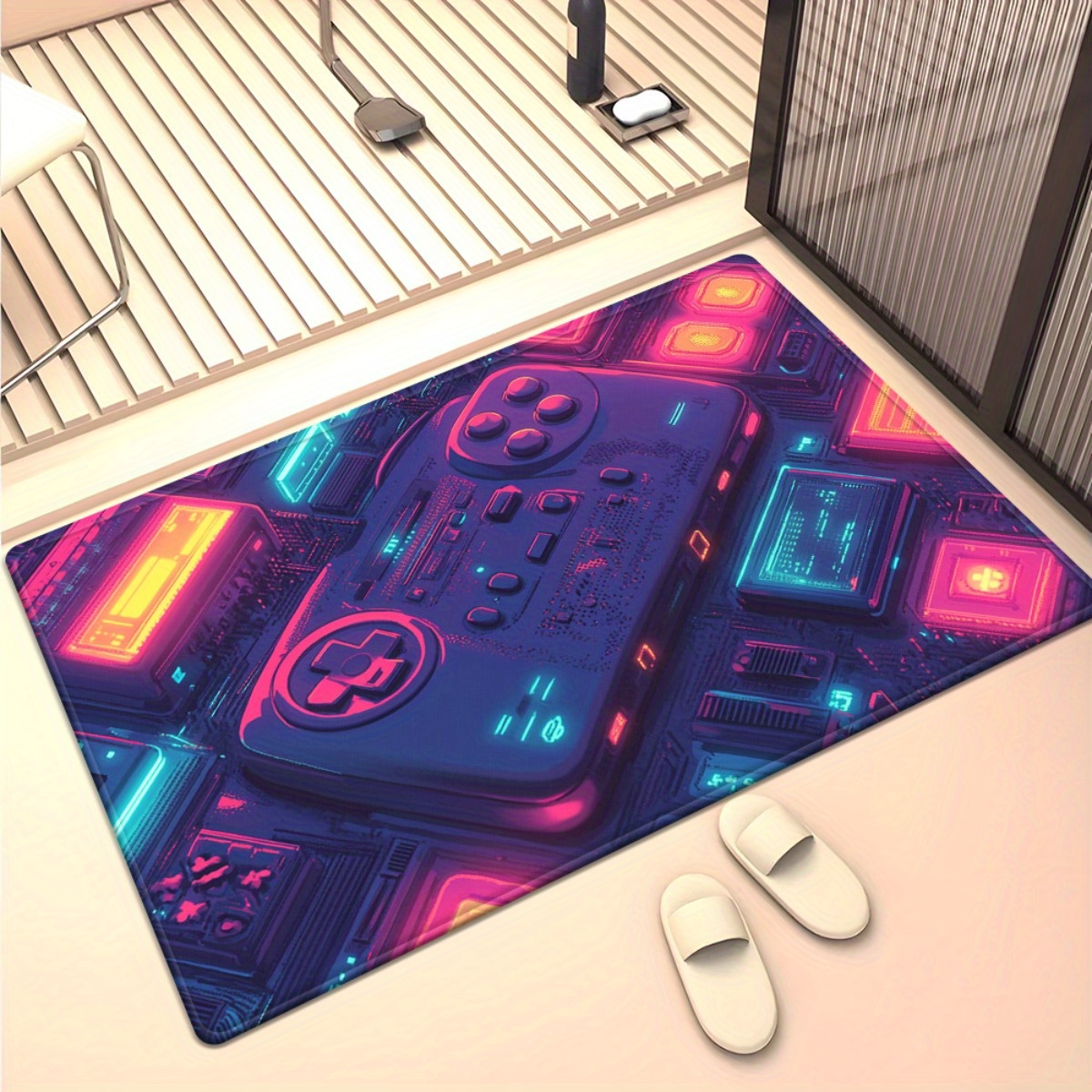 Karpet Neon Gamer – Desain Kon - Retro Gaming Rug ulasan dan harga