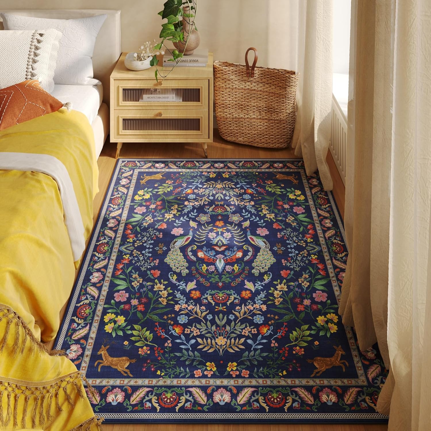 Karpet Motif Bunga Rusa Merak  - Retro Gaming Rug ulasan dan harga