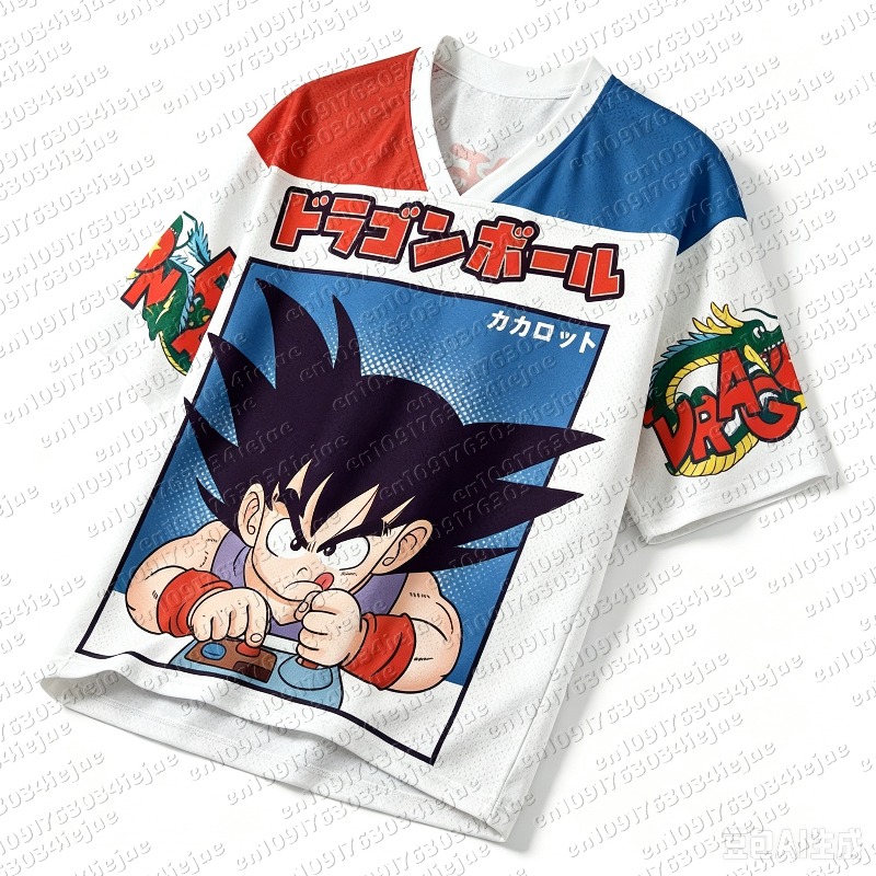 Kaos V-Neck Dragon Ball Kid Go - Retro Gaming Jersey ulasan dan harga